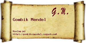 Gombik Mendel névjegykártya